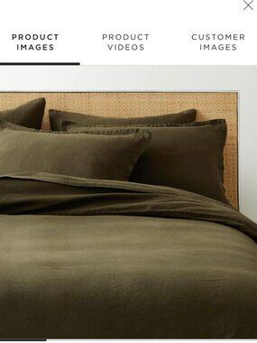 NEW CB2 Forest Green QUEEN 100% Linen Duvet Cover ONLY. NO SHAMS
